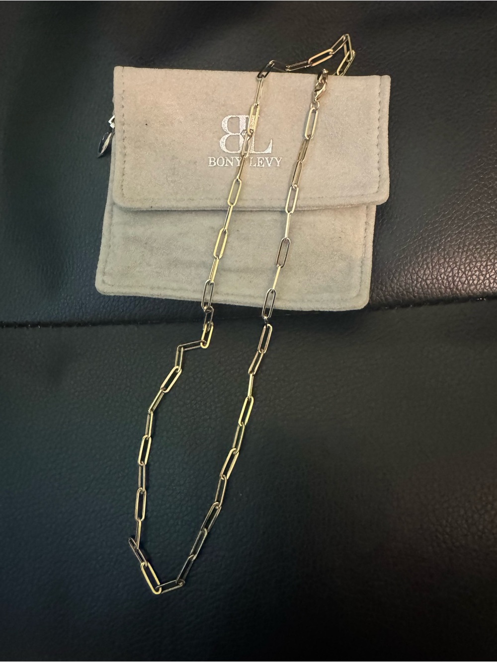 Bony Levy Gold Paperclip Chain Necklace - Polished Gold Tone